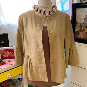 Jacket/blazer or top. Crisp linen with pleats.